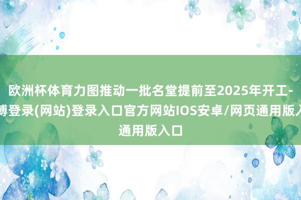 欧洲杯体育力图推动一批名堂提前至2025年开工-世博登录(网站)登录入口官方网站IOS安卓/网页通用版入口